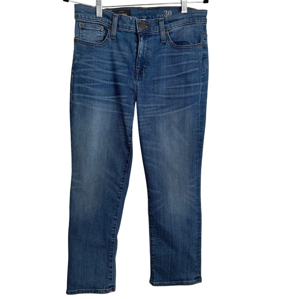 J Crew Vintage Cropped Denim Straight Leg Jeans Medium Wash Size 30 NWT Classic - Picture 12 of 13
